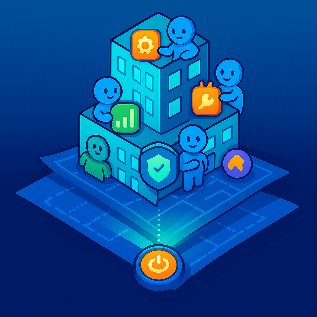 Virtual AI organization — departments, agents, and oversight in one deployable system